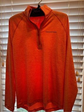 Vineyard Vines Orange Heathered Quarter-Zip Pullover